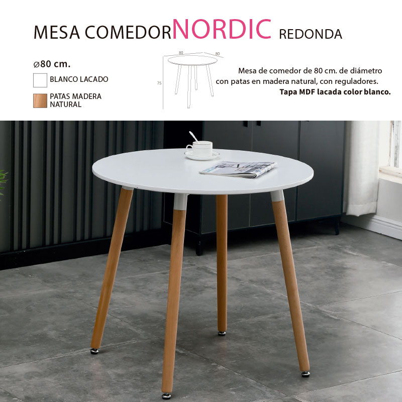 mesa-comedor-nordic-redonda-con-tapa-lacada-y-patas-madera-natural