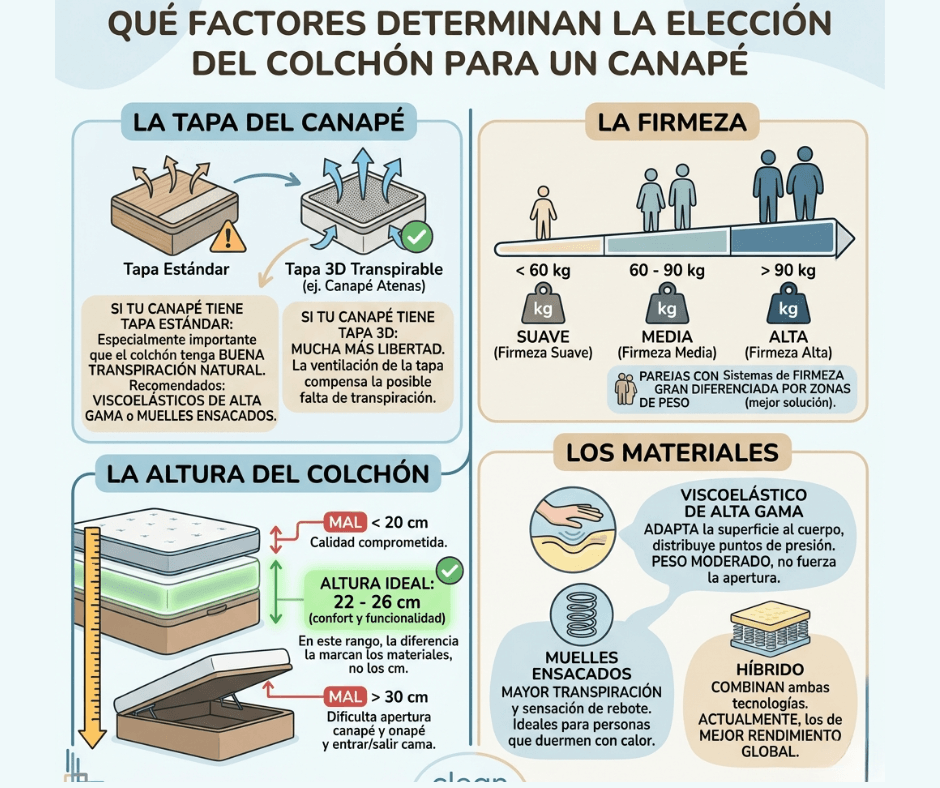 El colchón no es accesorio del canapé. Es su pareja